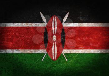 Old rusty metal sign with a flag - Kenya