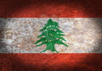 Old rusty metal sign with a flag - Lebanon
