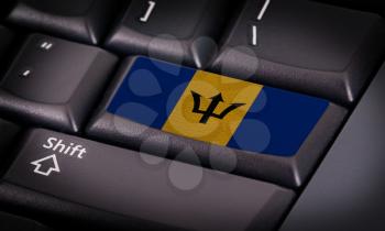 Flag on button keyboard, flag of Barbados