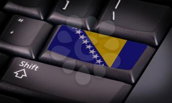 Flag on button keyboard, flag of Bosnia and Herzegovina