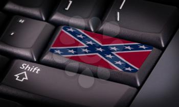Flag on button keyboard, Confederate flag (USA)