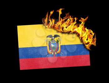 Flag burning - concept of war or crisis - Ecuador