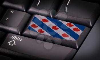 Flag on button keyboard, flag of Friesland