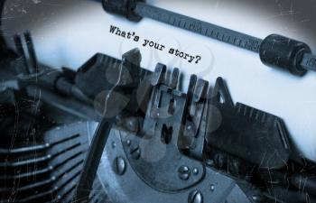 Close-up of a vintage typewriter, selective focus, what's your story