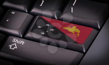 Flag on button keyboard, flag of Papua New Guinea