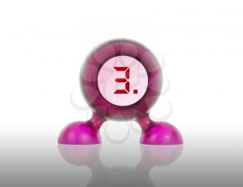 Small pink plastic object with a digital display, displaying 3
