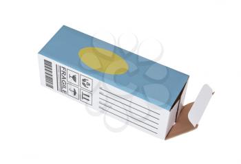 Concept of export, opened paper box - Product of Palau