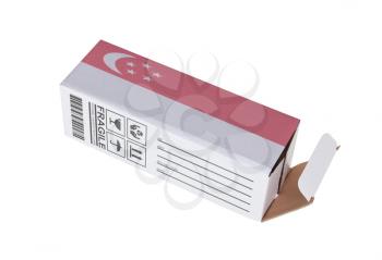 Concept of export, opened paper box - Product of Singapore