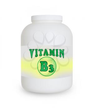Vitamin B3 container, isolated on a white background