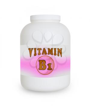 Vitamin B1 container, isolated on a white background