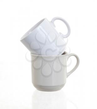 White cups isolated on a white background