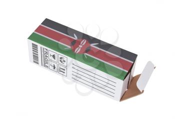 Concept of export, opened paper box - Product of Kenya