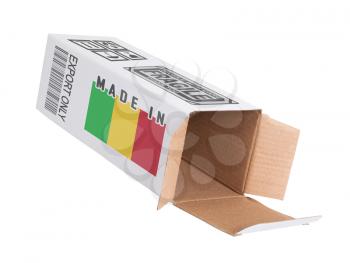 Concept of export, opened paper box - Product of Mali