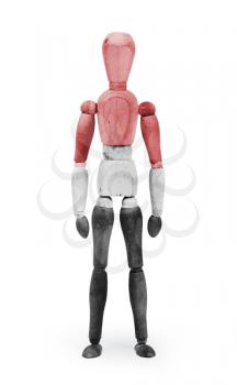 Wood figure mannequin with flag bodypaint on white background - Yemen