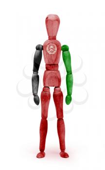 Wood figure mannequin with flag bodypaint on white background - Afghanistan