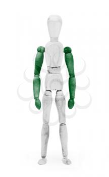 Wood figure mannequin with flag bodypaint on white background - Nigeria