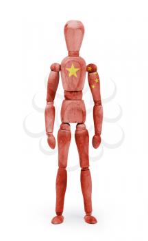 Wood figure mannequin with flag bodypaint on white background - China