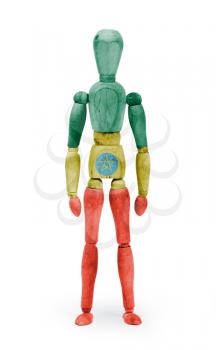 Wood figure mannequin with flag bodypaint on white background - Ethiopia