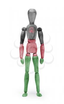 Wood figure mannequin with flag bodypaint on white background - Malawi