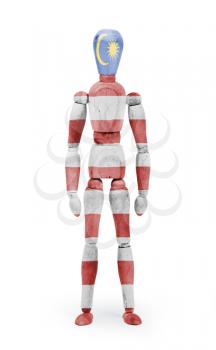 Wood figure mannequin with flag bodypaint on white background - Malaysia