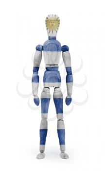 Wood figure mannequin with flag bodypaint on white background - Uruguay