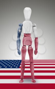 Old wood figure mannequin with US state flag bodypaint - Texas
