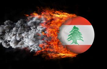 Concept of speed - Flag with a trail of fire and smoke - Lebanon