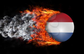 Concept of speed - Flag with a trail of fire and smoke - Netherlands