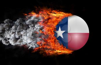 Concept of speed - Flag with a trail of fire and smoke - Texas