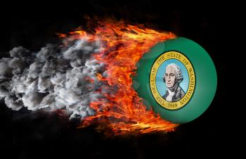 Concept of speed - Flag with a trail of fire and smoke - Washington