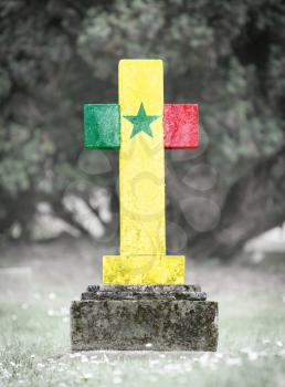 Old weathered gravestone in the cemetery - Senegal