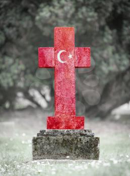 Old weathered gravestone in the cemetery - Turkey