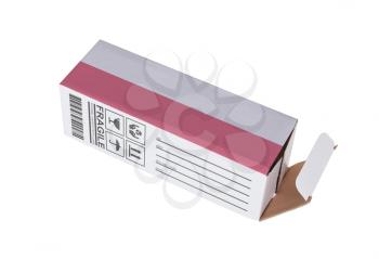 Concept of export, opened paper box - Product of Poland