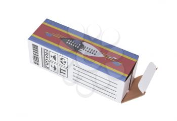 Concept of export, opened paper box - Product of Swaziland