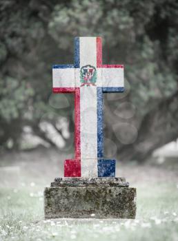 Old weathered gravestone in the cemetery - Dominican Republic