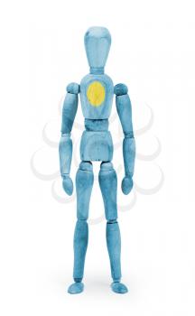 Wood figure mannequin with flag bodypaint on white background - Palau