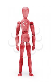 Wood figure mannequin with flag bodypaint on white background - Turkey