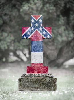 Old weathered gravestone in the cemetery - Mississippi