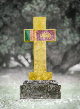 Old weathered gravestone in the cemetery - Sri Lanka