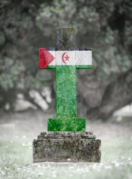 Old weathered gravestone in the cemetery - Western Sahara