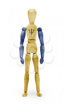 Wood figure mannequin with flag bodypaint on white background - Barbados