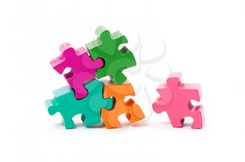 Jigsaw puzzle pieces isolated on a white background