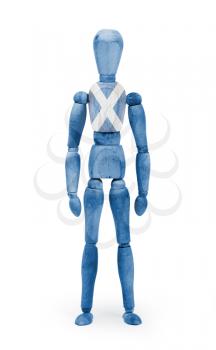 Wood figure mannequin with flag bodypaint on white background - Scotland