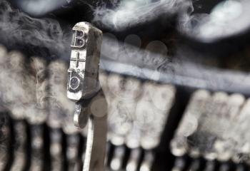 B hammer for writing with an old manual typewriter - mystery smoke