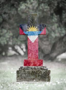 Old weathered gravestone in the cemetery - Antigua and Barbuda