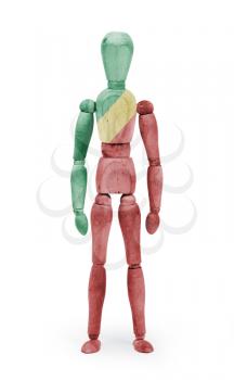 Wood figure mannequin with flag bodypaint on white background - Congo