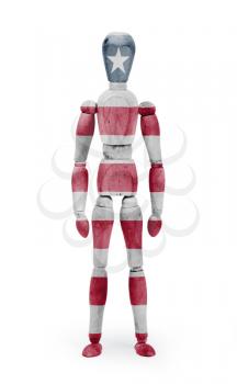 Wood figure mannequin with flag bodypaint on white background - Liberia