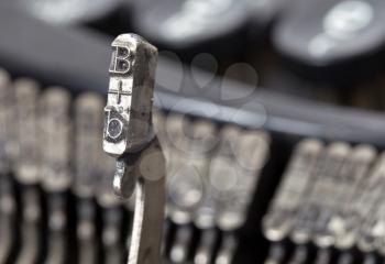 B hammer for writing with an old manual typewriter
