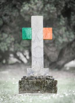 Old weathered gravestone in the cemetery - Ireland