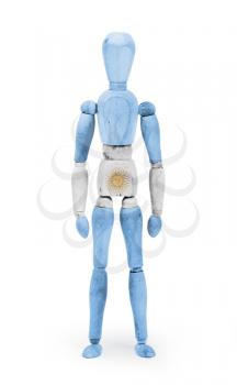 Wood figure mannequin with flag bodypaint on white background - Argentina